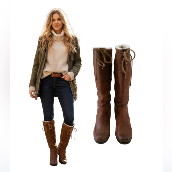 Frye Women’s Sherpa Distressed Leather Heeled Boots –...